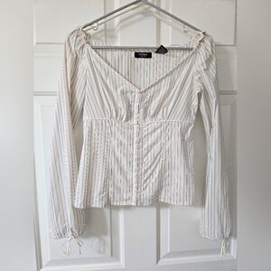 Express White Striped Women's Top
